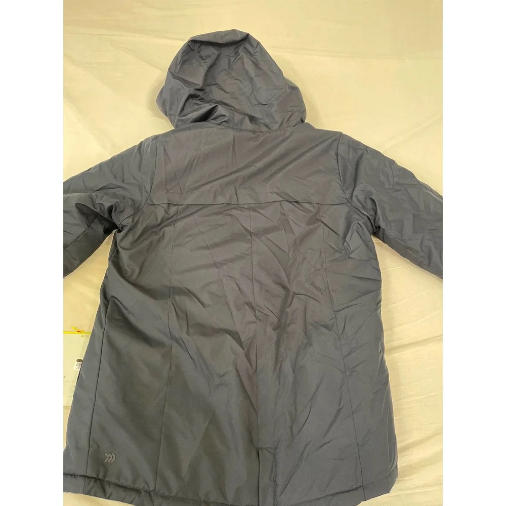 All In Motion Girls Parka Dark Gray Sherpa Lined Faux Fur Hood Winter Jacket
